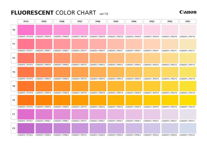 蛍光カラーチャート