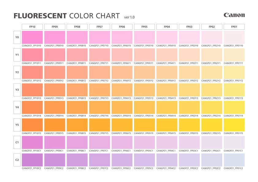蛍光カラーチャート